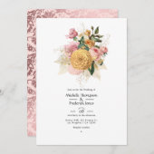Blush Pink und Gold Floral Wedding Einladung (Vorne/Hinten)