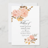 Blush Pink und Gold Floral Wedding Foto Einladung (Vorderseite)