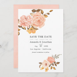 Blush Pink und Gold Floral Wedding Foto Save The Date