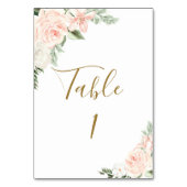 Blush Pink und Gold Floral Wedding Table Card Tischnummer (Rückseite)