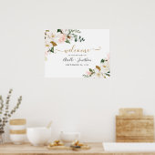 Blush Pink und Gold Floral Wedding Willkommenszeic Poster (Küche)