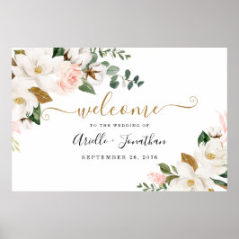 Blush Pink und Gold Floral XL Hochzeitszeichen Poster