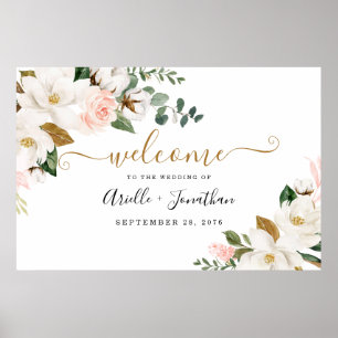 Blush Pink und Gold Floral XL Hochzeitszeichen Poster