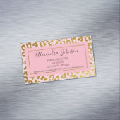 Blush Pink und Gold Foil Leopard Tierwerbung Magnetische Visitenkarte (Beispiel)
