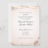 Blush Pink und Gold Glitzer Agate Script Hochzeit Einladung (Vorderseite)