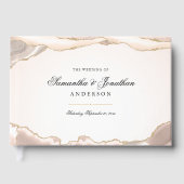 Blush Pink und Gold Glitzer Agate Script Hochzeit Gästebuch (Vorderseite)