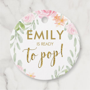 Blush Pink und Gold Glitzer Pop, es bevorzugt Tags Geschenkanhänger