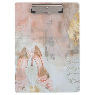 Blush Pink und Gold High Heel Mode Art Klemmbrett