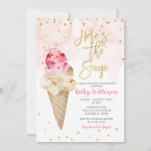 Blush Pink und Gold Ice Cream Baby Dusche Einladung (Vorderseite)