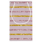 Blush Pink und Gold Monogram-Geschenktasche Kleine Geschenktüte (Rückseite)