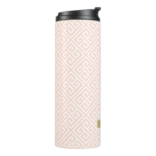 Blush Pink und Gold Monogram Thermosbecher (Nach links gedreht)