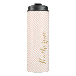 Blush Pink und Gold Monogram Thermosbecher