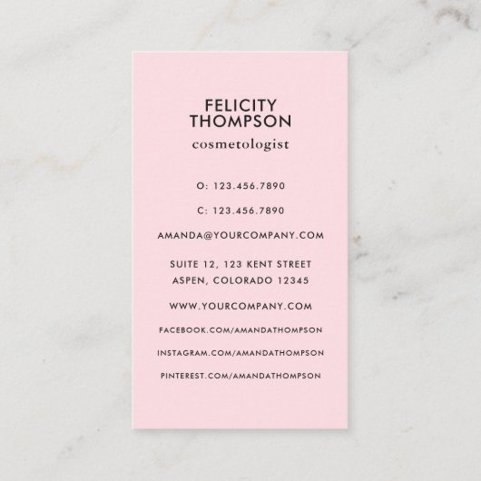 Blush Pink und Gold Pinselstriche Schlaganfälle QR Visitenkarte (Rückseite)