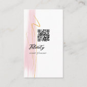 Blush Pink und Gold Pinselstriche Schlaganfälle QR Visitenkarte (Vorderseite)