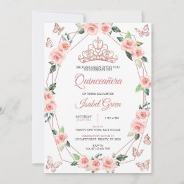 Blush Pink und Gold Quinceñera Einladung
