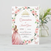 Blush Pink und Gold Quinceñera Einladung (Stehend Vorderseite)
