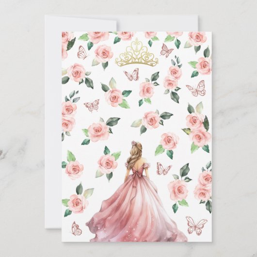 Blush Pink und Gold Quinceñera Einladung (Rückseite)