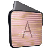 Blush Pink und Gold Streifen Monogram Girl Laptopschutzhülle (Vorne Rechts)