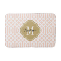 Blush Pink und Gold Trellis Monogram