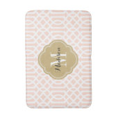 Blush Pink und Gold Trellis Monogram Badematte (Vorderseite Vertikal)