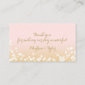 Blush Pink und Gold Twinkle Lights Sitzgelegenheit Platzkarte (Rückseite)