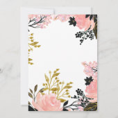 Blush Pink und Gold und Black Floral Wedding Einladung (Rückseite)