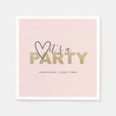 Blush Pink und Gold Valentine's Heart Themed Serviette (Vorderseite)