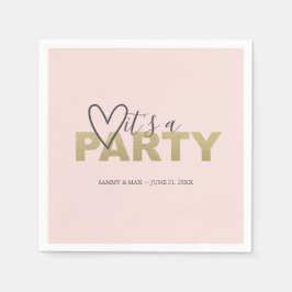 Blush Pink und Gold Valentine's Heart Themed Serviette