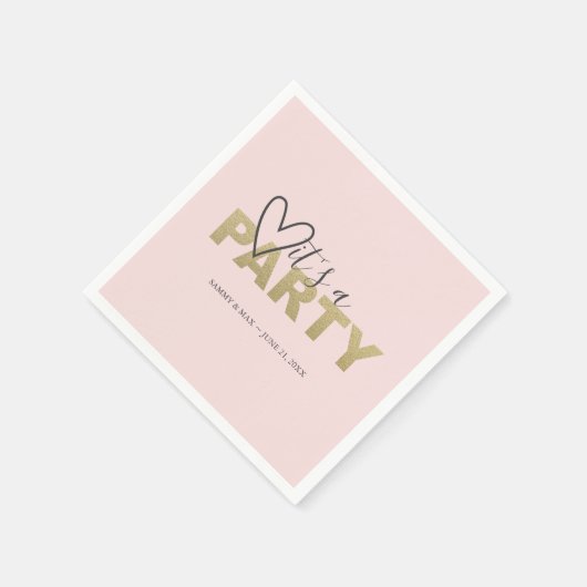 Blush Pink und Gold Valentine's Heart Themed Serviette (Ecke)