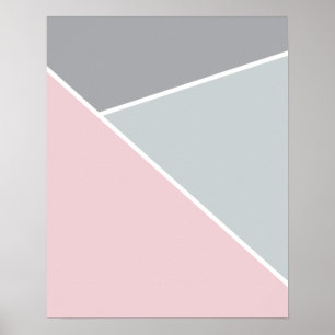 Blush Pink und Graues geometrisches Poster