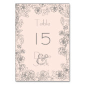Blush Pink und Gray Wedding Tischnummer (Vorderseite)