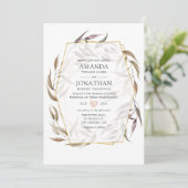 Blush Pink und Grünpflanzen Pastellfarben Geometri Einladung (Stehend Vorderseite)