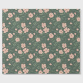 Blush Pink und Hunter Green Hübsch Floral Muster Geschenkpapier (Flach)