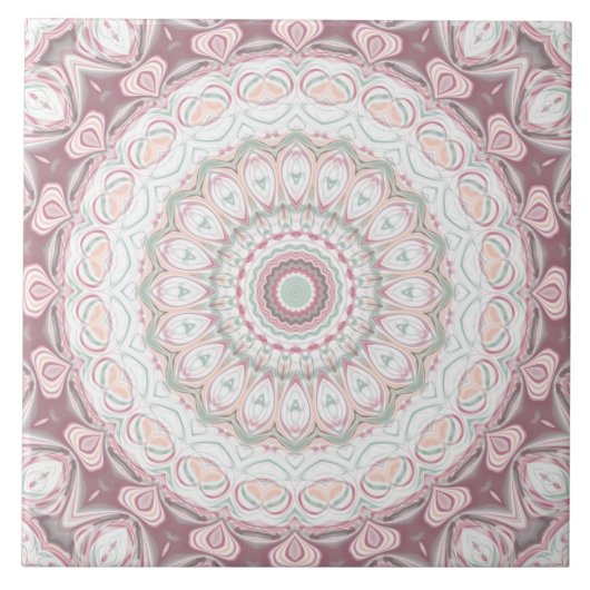 Blush Pink und Mini Mandala Muster Fliese (Vorderseite)