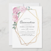 Blush Pink und Mint Geometric Floral Quinceañera Einladung (Vorderseite)