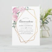 Blush Pink und Mint Geometric Floral Quinceañera Einladung (Stehend Vorderseite)