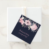 Blush Pink und Navy Floral Square Hochzeit | Geschenkanhänger (Beispiel)