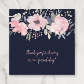 Blush Pink und Navy Floral Square Hochzeit | Geschenkanhänger (Vorderseite)