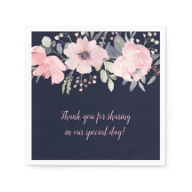 Blush Pink und Navy Floral Square Hochzeit |