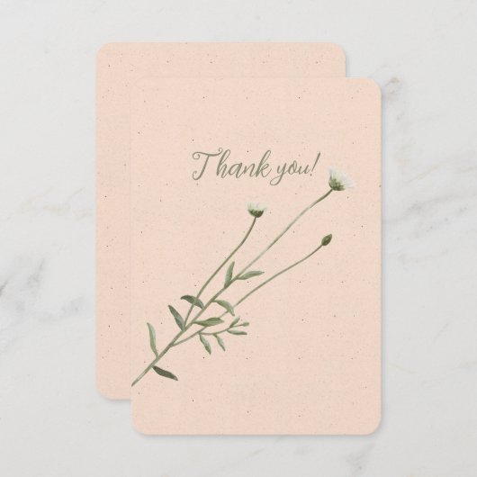 Blush Pink und One Single Daisy Dankeskarte (Vorne/Hinten)