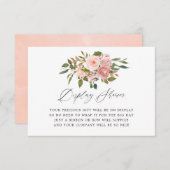 Blush Pink und Rose Gold Bloral Bridal Display Begleitkarte (Vorne/Hinten)