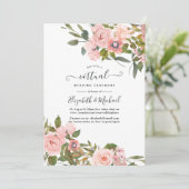 Blush Pink und Rose Gold Bloral Virtual Wedding Einladung (Stehend Vorderseite)