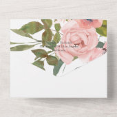 Blush Pink und Rose Gold Blumenzehen All In One Einladung (Rückseite)