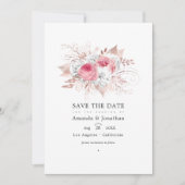 Blush Pink und Rose Gold Blumenzehen Save The Date (Vorderseite)