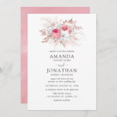 Blush Pink und Rose Gold Blumenzwiebeln Einladung (Vorne/Hinten)