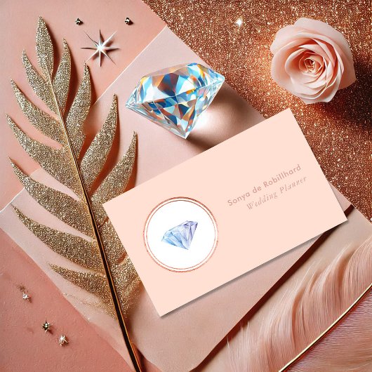 Blush Pink und Rose Gold Diamond Wedding Planner Visitenkarte