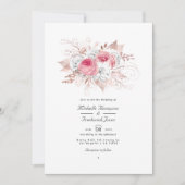 Blush Pink und Rose Gold Floral QR Code Hochzeit Einladung (Vorderseite)