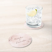 Blush Pink und Rose Gold Fohlen Bläschen Border Mo Runder Pappuntersetzer (Vor Ort)