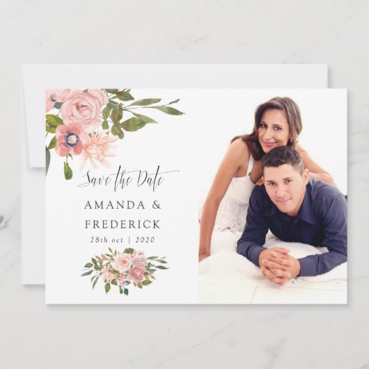 Blush Pink und Rose Gold Hochzeit speichern das Da Save The Date (Vorderseite)
