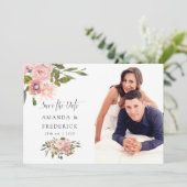 Blush Pink und Rose Gold Hochzeit speichern das Da Save The Date (Stehend Vorderseite)